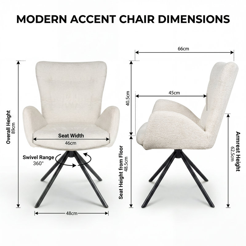 Upholstered Swivel Accent Chair with Tufted Seat, Beige
