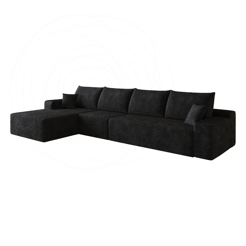Canapé modulaire en L avec velours côtelé moelleux et sans assemblage requis