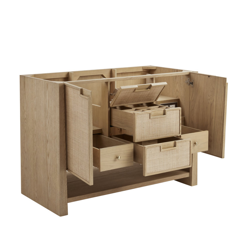 Meuble-lavabo simple 48 po avec chargeur sans fil Freepower Solene, Perle jasmin éternelle