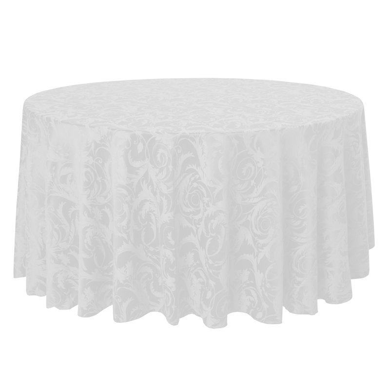 Solid Color Round Tablecloth, 102" L x 102" W, White, 10