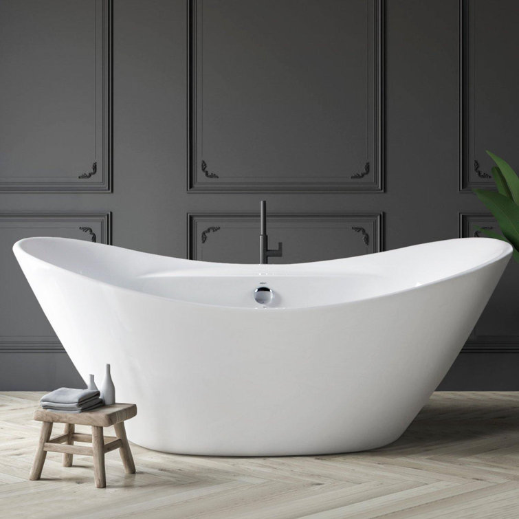 Boracay 67" Acrylic Freestanding Bathtub With Chrome Drain and Overflow Cover