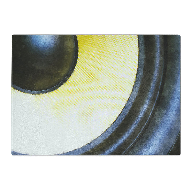Yellow Speaker Painting Chopping Board, 0.4cm H x 28.5cm W x 39cm L