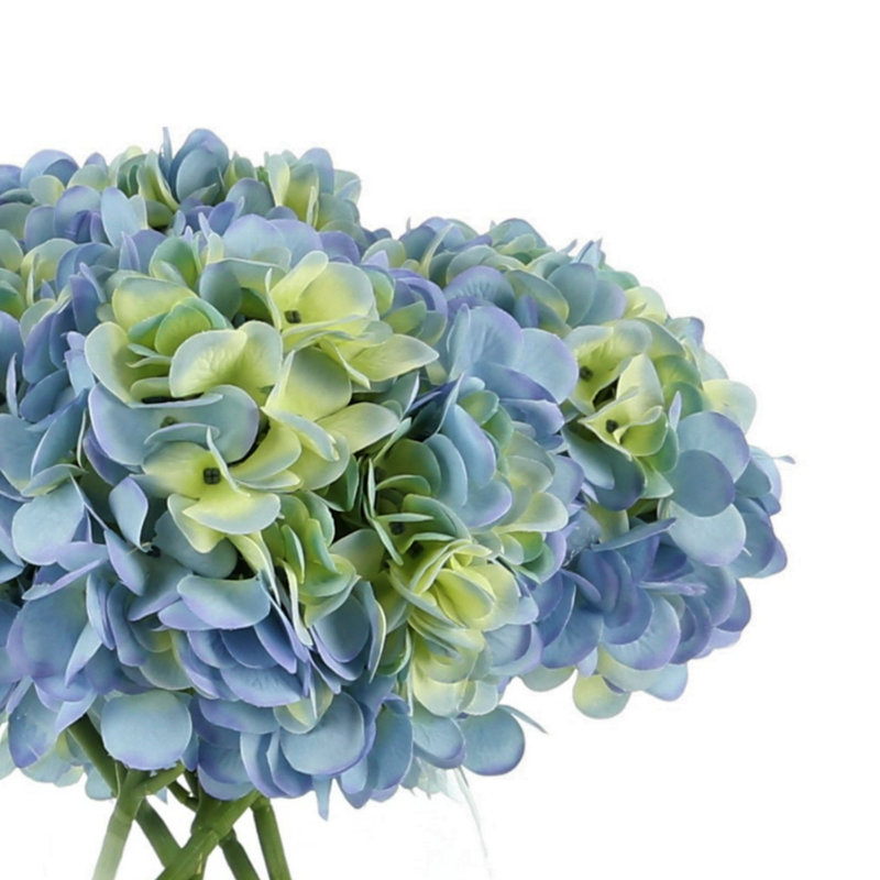 Hortensias en vase, Bleu / vert