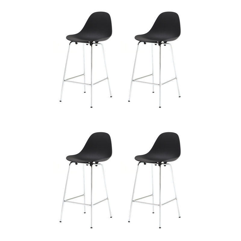 Tabouret de comptoir TA - Noir - Base noire, Tabouret de bar (siège d'une hauteur de 29,5 po), Noir, Chrome chrome