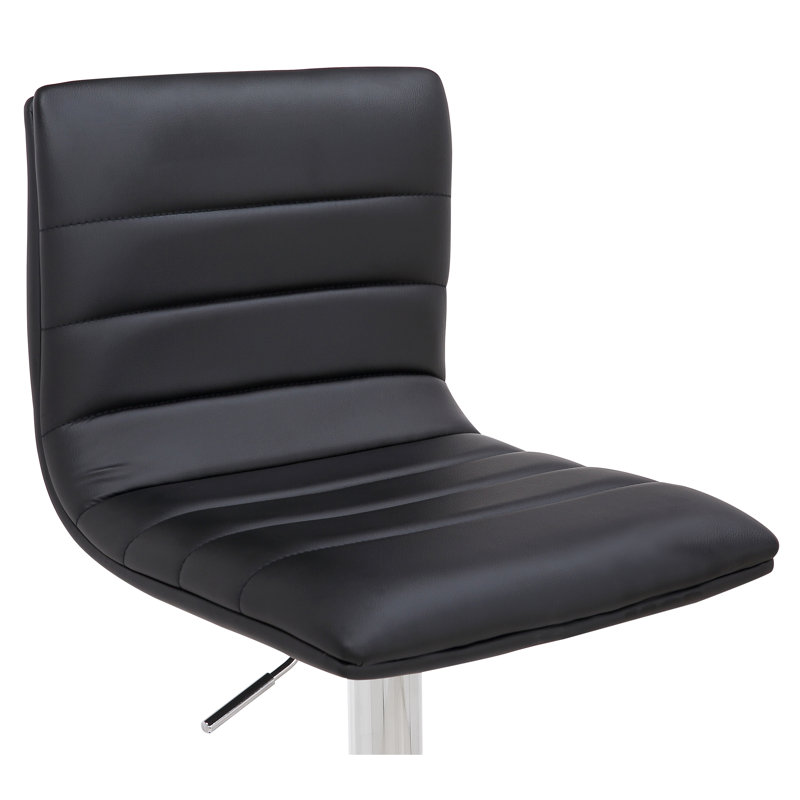 Denmark Swivel Upholstered Adjustable Height Counter Stool with Metal Frame, Black