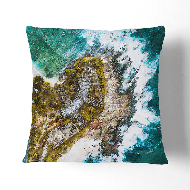 Tangalle In Sri Lanka Painting Square Throw Cushion, 40cm H x 40cm W x 15cm D