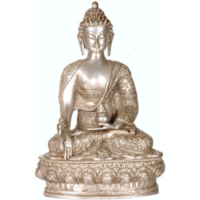 Divinité bouddhiste tibétaine - Bouddha de la médecine (robes décorées de scènes de la vie du Bouddha)