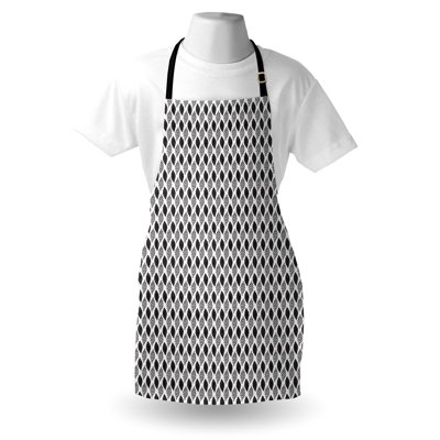 Corrigan Studio® Abstract Apron Unisex Polka Dots Stripes Layout Adult Size Charcoal Grey White