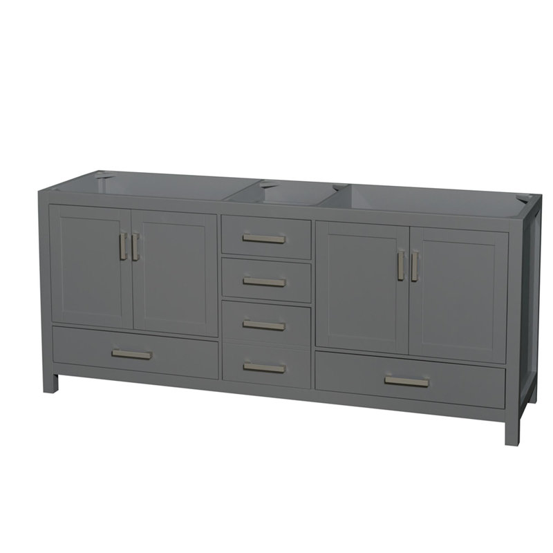 Sheffield 78.5" Double Bathroom Vanity Base Only, Dark Gray
