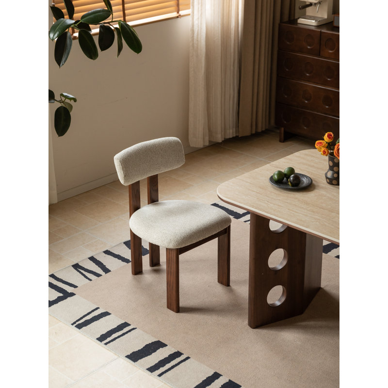  Chaises de salle à manger rembourrées en chêne massif, Light Beige Chenille