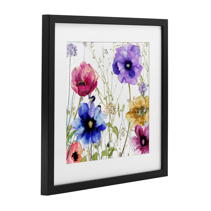 «Modern Spring Garden Flowers», reproduction encadrée sous verre, conception de Sasha, H 13 po x l 13 po, Cadre noir minuit