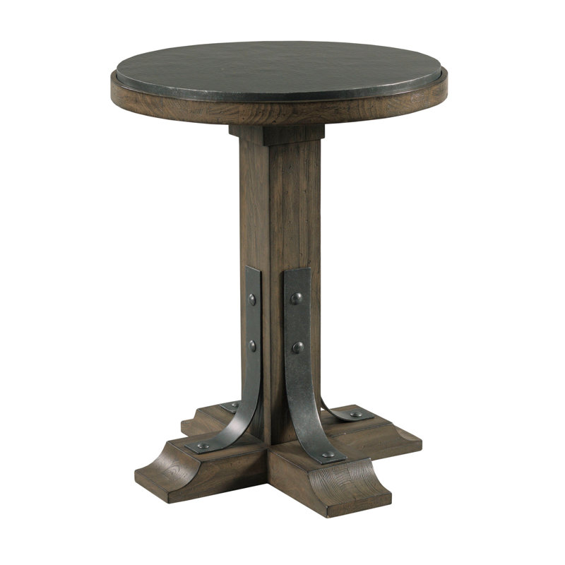 Table de bout à piédestal en métal