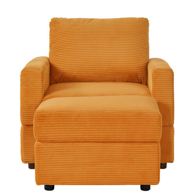 Chaise confortable en velours côtelé jaune avec accents décontractés pour le salon, chaise de canapé amovible, réglable