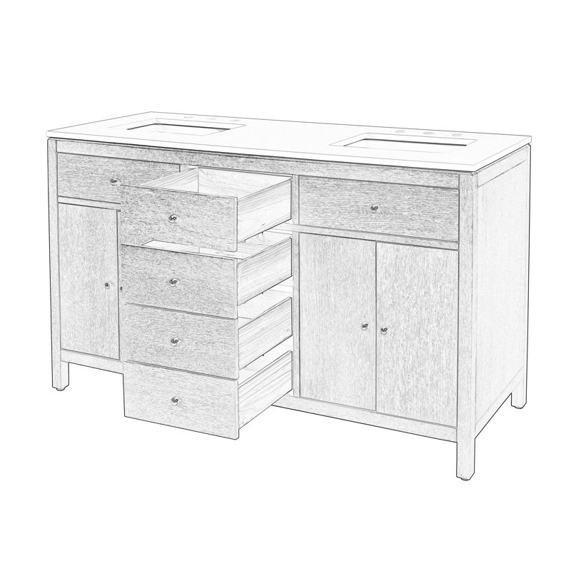 Nora 60 in. W Quartz Single Sink Bathroom Vanity Set, Antique Taupe