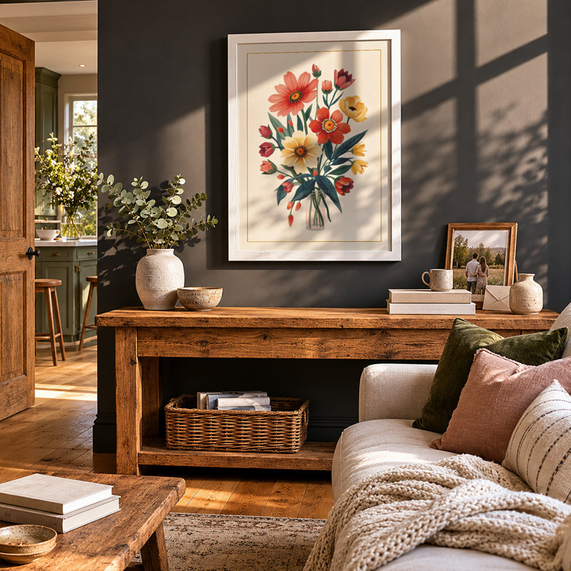 Study in Bloom Botanical - Framed Print, A4 - 29.7 x 21.0 cm, White