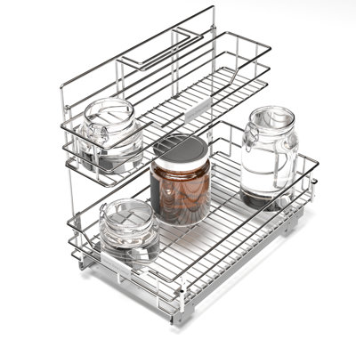 Calionna Pull Out Kitchen Cabinet Organizer with Two Tiers of Storage, 14 inch W x 20 inch D