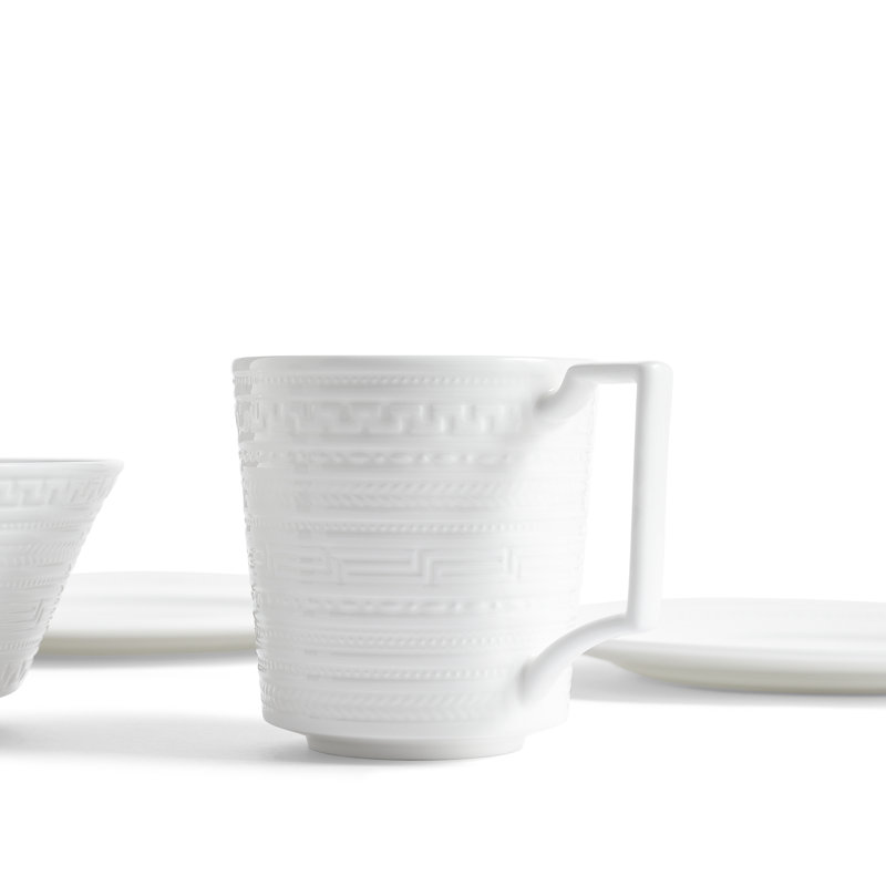 Intaglio Modern White Porcelain 16-Piece Dinnerware Set, Service for 4