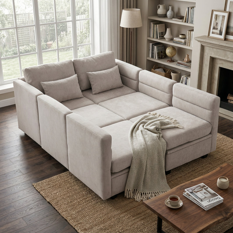 Canapé-lit rembourré 58,26 po Toxi, Polyester gris clair