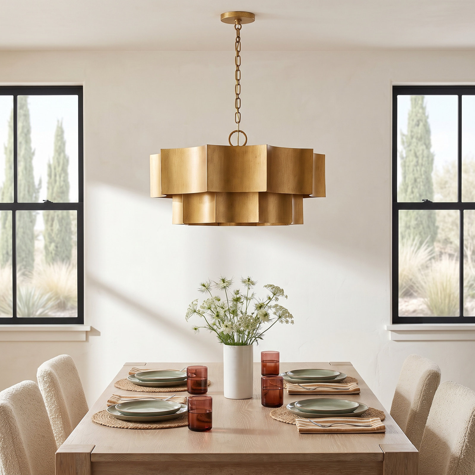 Carney 6-Light Chandelier, Gold Patina