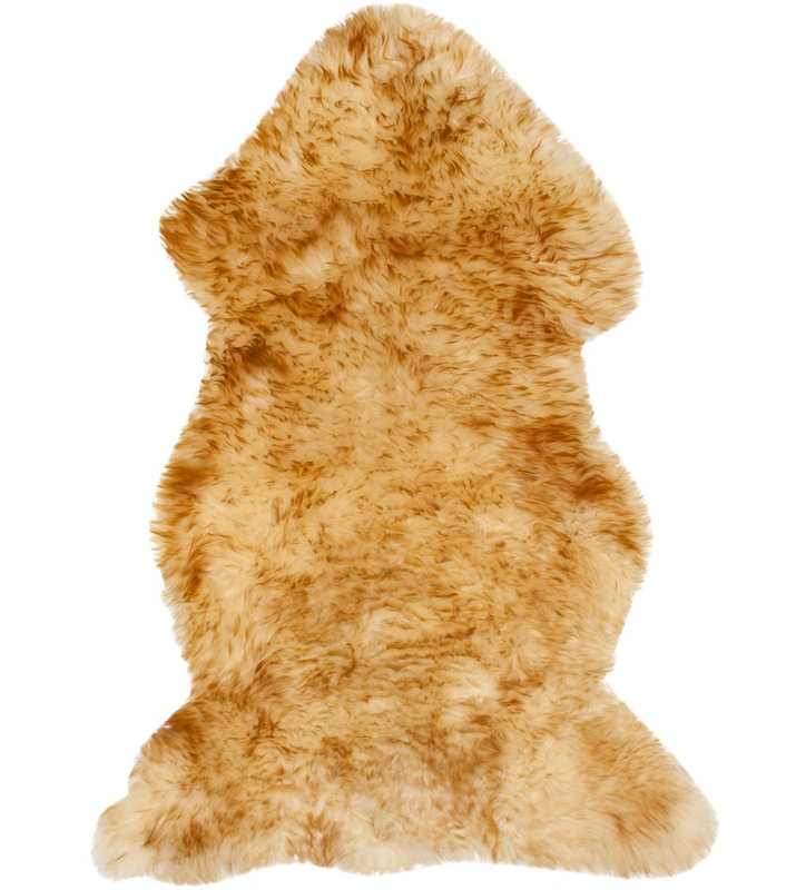 Tapis en peau de mouton 121 couleur champagne / brun cuivré, Rectangle 2 pi x 3 pi