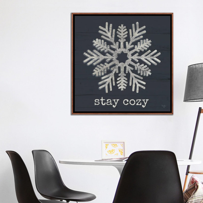 «Stay Cozy Snowflake», reproduction d'art sur toile encadrée, H 37 po x l 37 po, Impression encadrée sans passe-partout, Brun