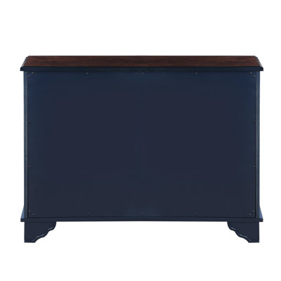 Spacious Console Table With Removable Shelf For Entry Way - Navy Blue Hallway Storage Shelf, 40", And Brown Adjustable