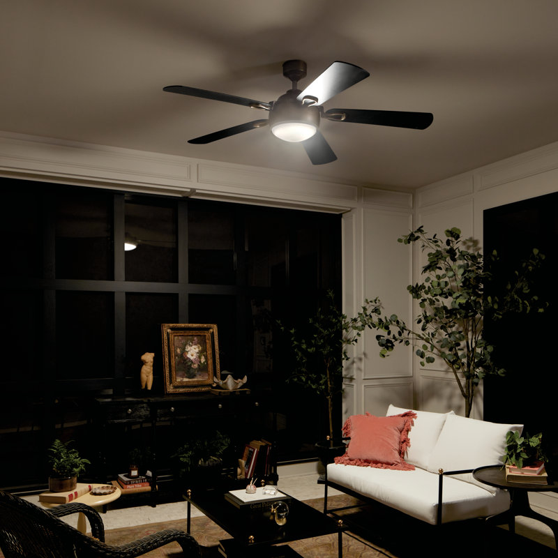 Ventilateur de plafond standard à 60 pales de 60 po à DEL avec contrôle mural et ensemble d'éclairage inclus