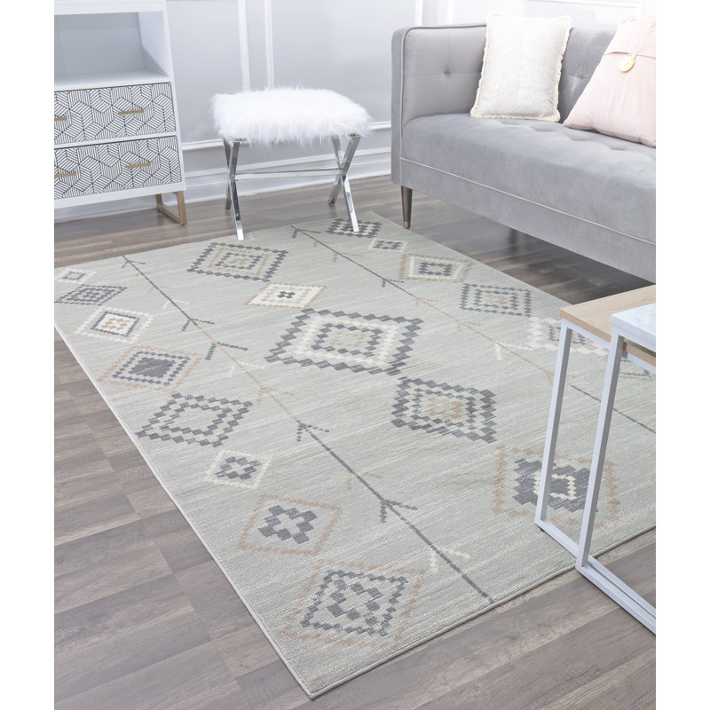Bodrum Tribal Native Fog Area Rug, Rectangle 8'9" x 12'