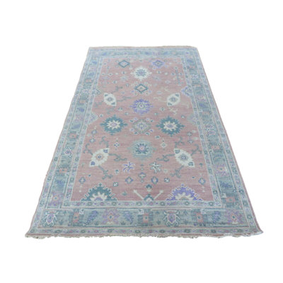 Tapis oriental rose moderne noué à la main 4 pi 11 po x 7 pi 10 po 36A6238FD669476C9DBC6F8FC34AFF71