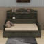Lit de jour avec tiroirs de rangement et tablettes de tête de lit, lit de jour en bois de style rétro-75024623