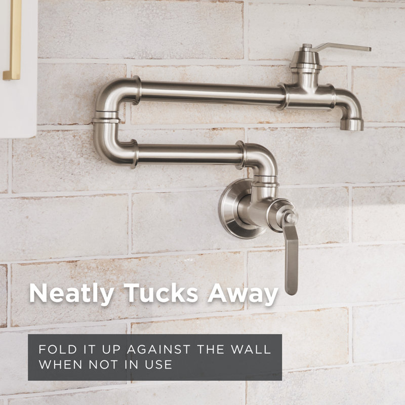 Kinzie Wall Mount Pot Filler, Stainless Steel