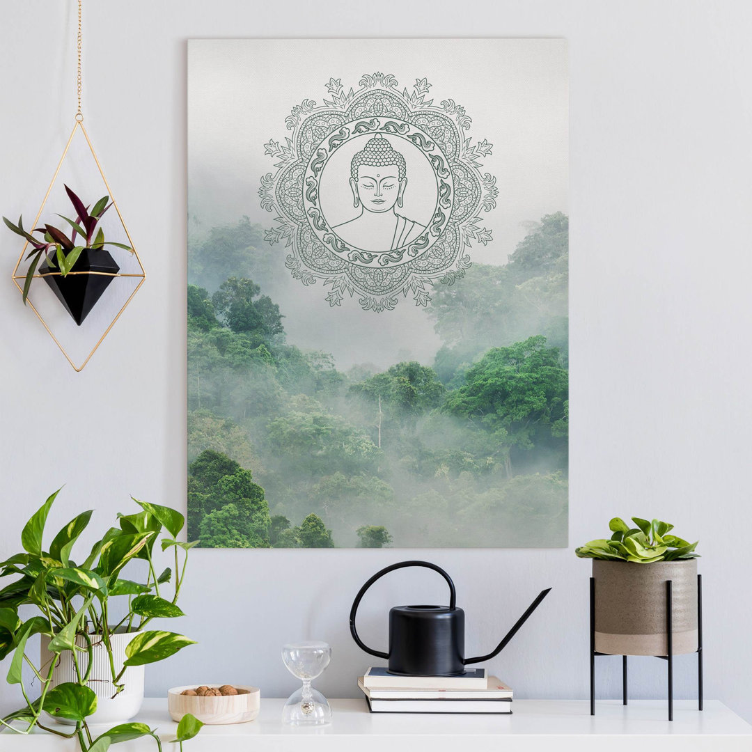 Leinwandbild Buddha Mandala im Nebel