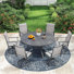 Ensemble repas d'extérieur pour patio - table ronde 53 po avec trou pour parasol + 6 chaises pivotantes