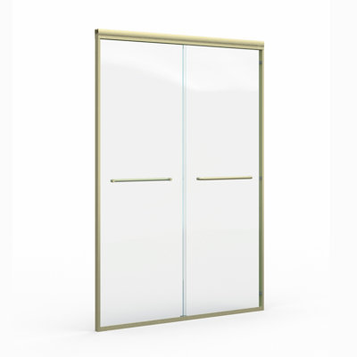 Double Sliding Shower Door, Semi-Frameless Bathroom Sliding Door With Aluminum Frame