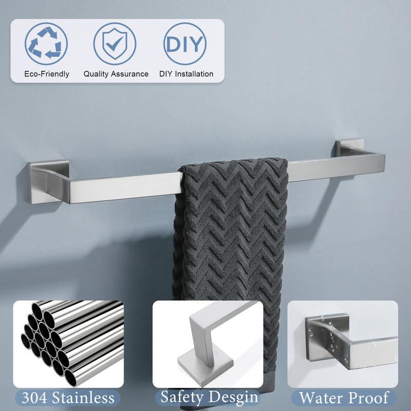 Barre à serviettes murale 23,6 po, Nickel brossé