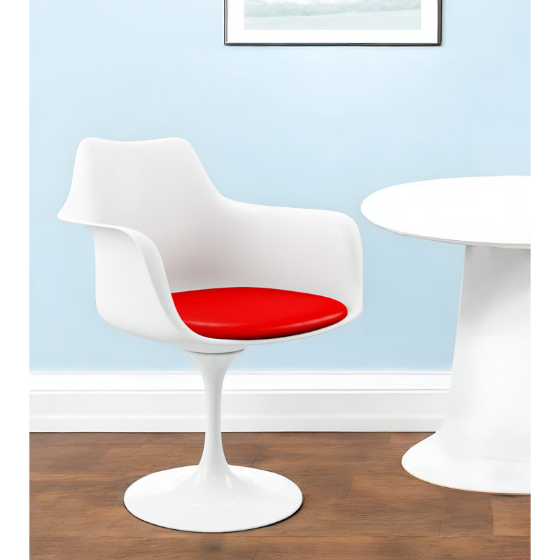 Chaise de salle à manger rembourrée rouge et blanche