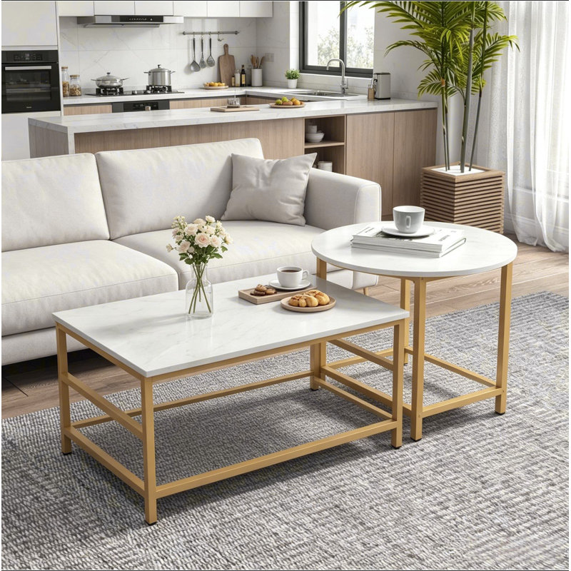 Ensemble de table de salon, ensemble de table d'appoint, ensemble de table basse, ensemble de collation (seulement 1 table rectangulaire et 1 table ronde)