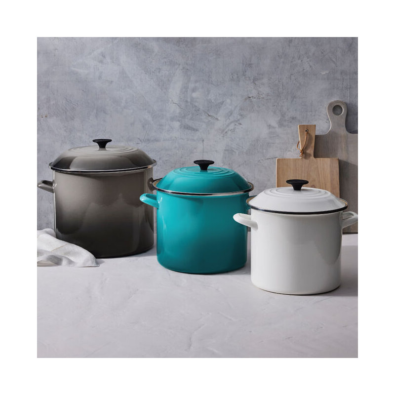 Le Creuset Enamel on Steel Stockpot with Lid, 8 quarts, Oyster