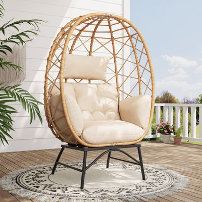Switte Modern 41"H Patio Wicker & Fabric Egg Chair , Indoor& Outdoor Oversized Lounge Chair With Cushions