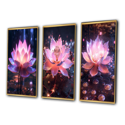 «Light Coming Through Pink Lotus», 3 pièces sur toile