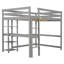Lit mezzanine double avec bureau et tablettes, cadre de lit gris peu encombrant pour chambre d'enfant, robuste et durable-1219983408