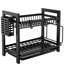 Black 2-Tier Stainless Steel Dish Drainer with Utensil Holder & Drip Tray