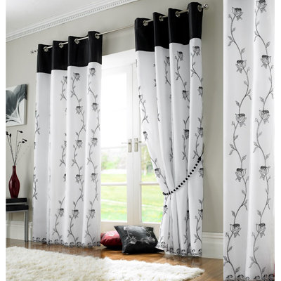 Woodsburgh Tahiti Lined Eyelet Semi Sheer Curtains