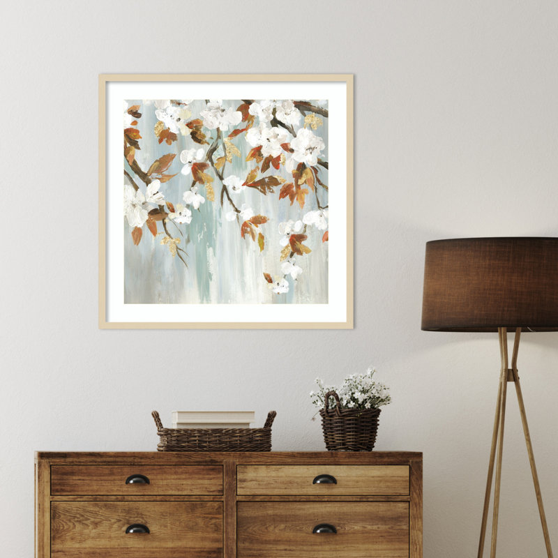 «Golden Blooms III» par Asia Jensen, impression sur bois encadrée, H 33 po x l 33 po