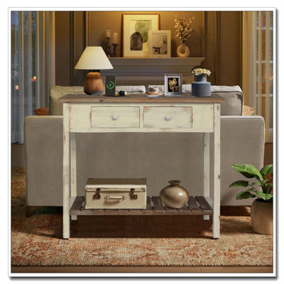 2-Drawer Console Table with Open Shelf
