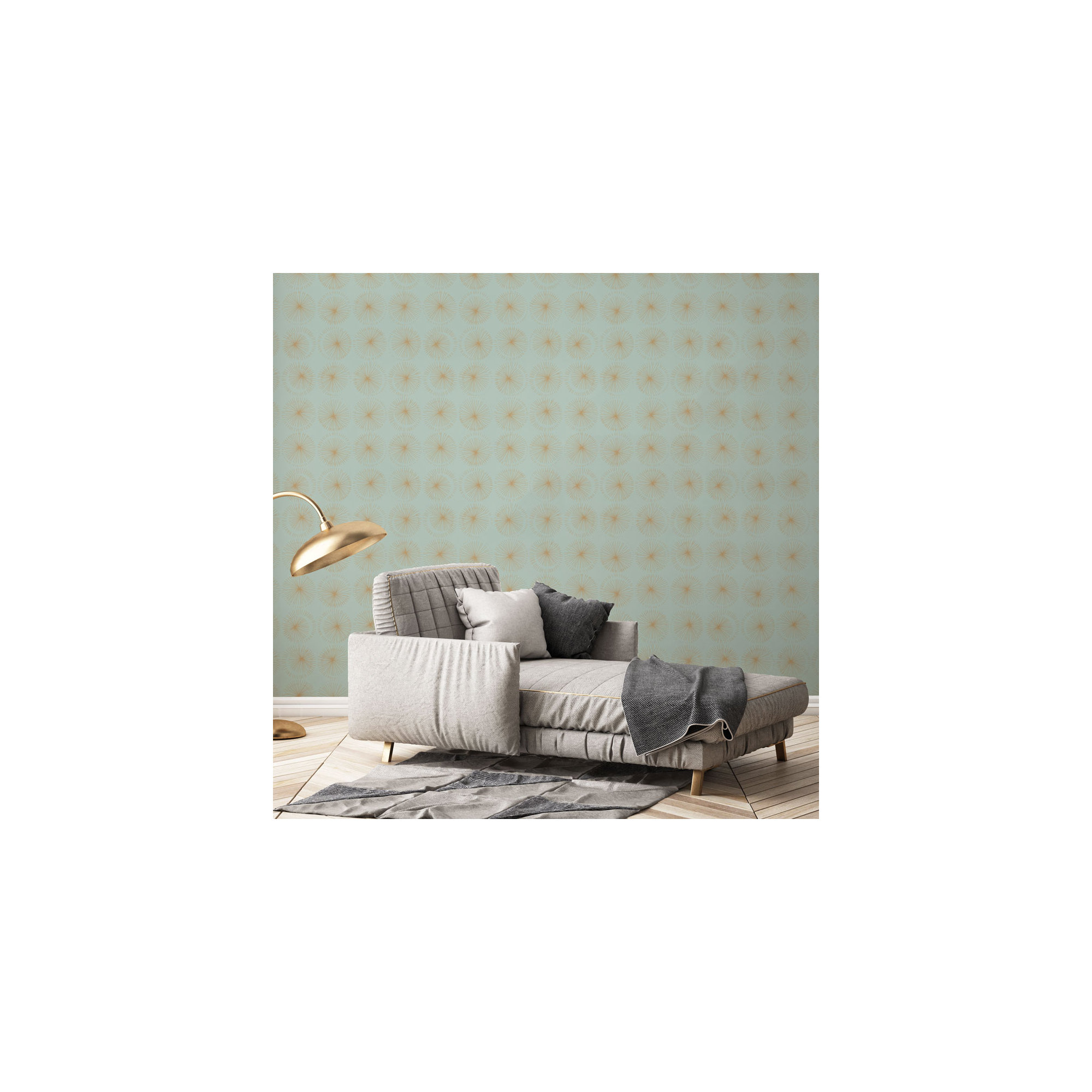 Goodbye Moon Peel and Stick Wallpaper, Green/Gold