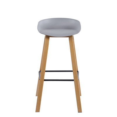 Kheya L-Shaped Plastic Bar Stool w/Veneer Metal Legs & Footrest for Kitchen, Dining Room, Breakfast Nooks by Ivy Bronx