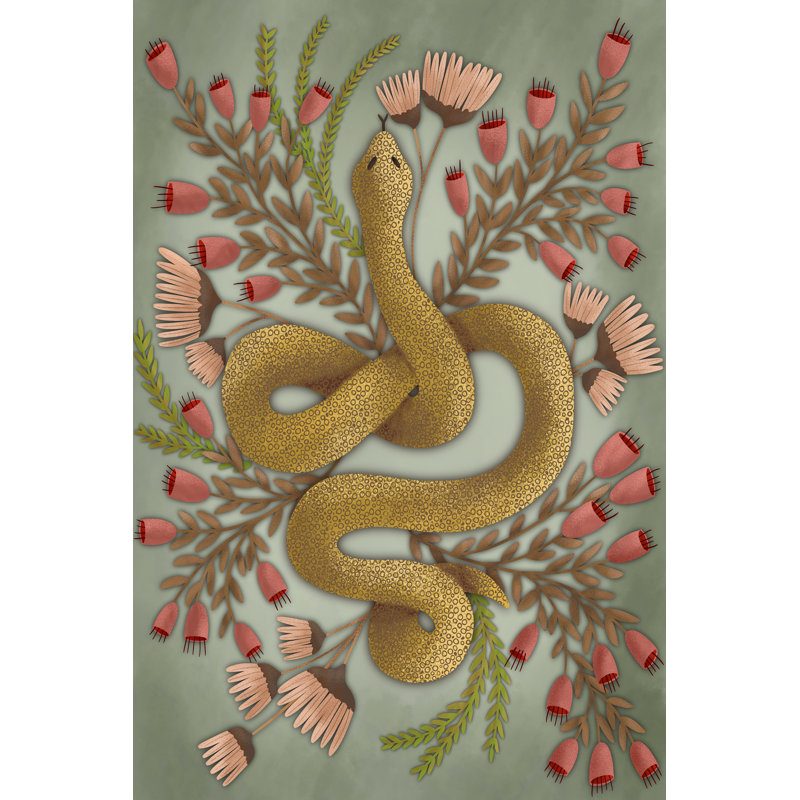 «Shelmerdine Snake In The Flowers I on Canvas» par Regina Moore, reproduction, H 18 po x l 12 po