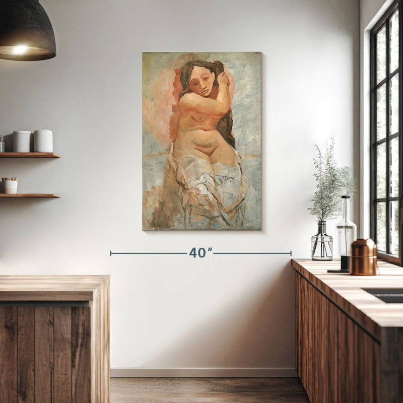 Femme Leisha tressant ses cheveux, H 39 po x l 26 po