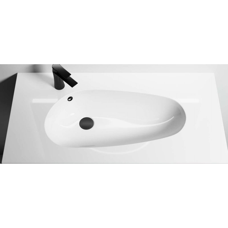 Lavabo de salle de bain en résine 36 po à trou unique en résine blanc brillant de 29,7 lb, sans armoires ni ensemble de drain, évier blanc, livres seulement, ensemble d'unités de drainage de robinet